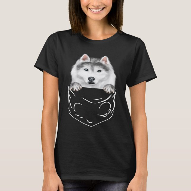 Camiseta Dog In Pocket Siberian Husky  Dog (Frente)
