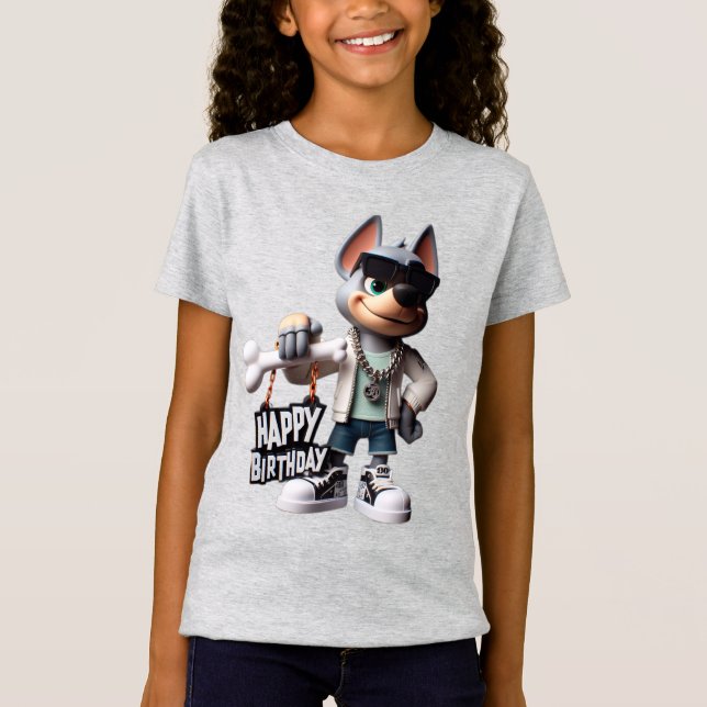 Camiseta  Dog in Sneakers and a Jacket, Happy Birthday, by  (Frente)