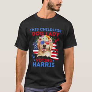 Camiseta Dog Lady Vote Kamala Harris 2024 Retriever Ouro
