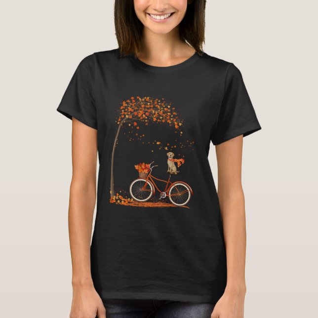 Camiseta Dog Leaf Fall Autumn Cycling Funny Labrador retrie (Frente)