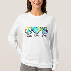 Camiseta Dog Lover Dift Peace Love Dogs Tie Dye Puppy Gifs