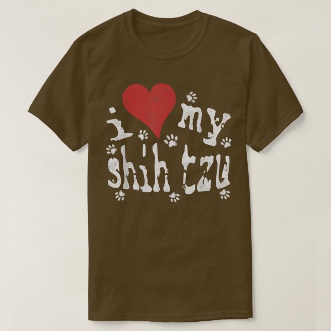 Camiseta Dog Lover Gift , Incrível Noveldade Eu Amo Meu Shi (Frente do Design)