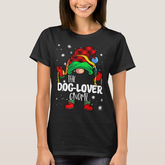 Camiseta Dog Lover Gnome Red Buffalo Plaid Matching Family  (Frente)