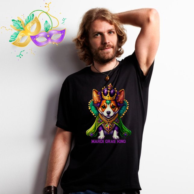 Camiseta Dog Mardi Gras King T-Shirt (Criador carregado)