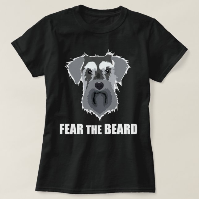 Camiseta Dog Meme Fear the Beard Mini Schnauzer Long Sleeve (Frente do Design)