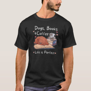 Camiseta Dog Mom Dad Dogs Books Coffee Men's Women's