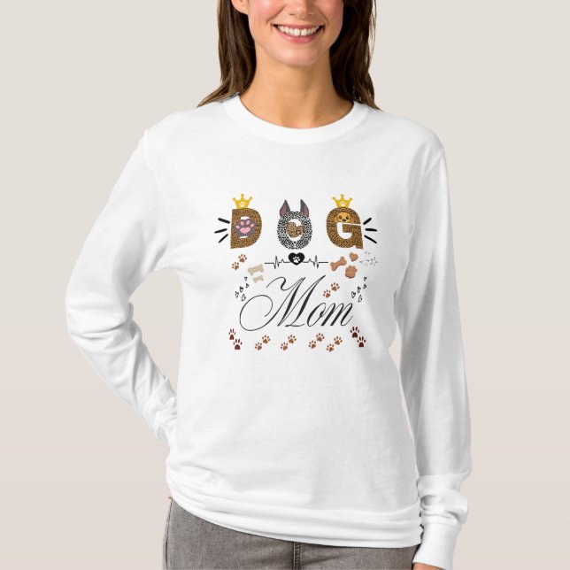 Camiseta Dog Mom Leopard Print Paw Design/Leopard Dog Mom (Frente)