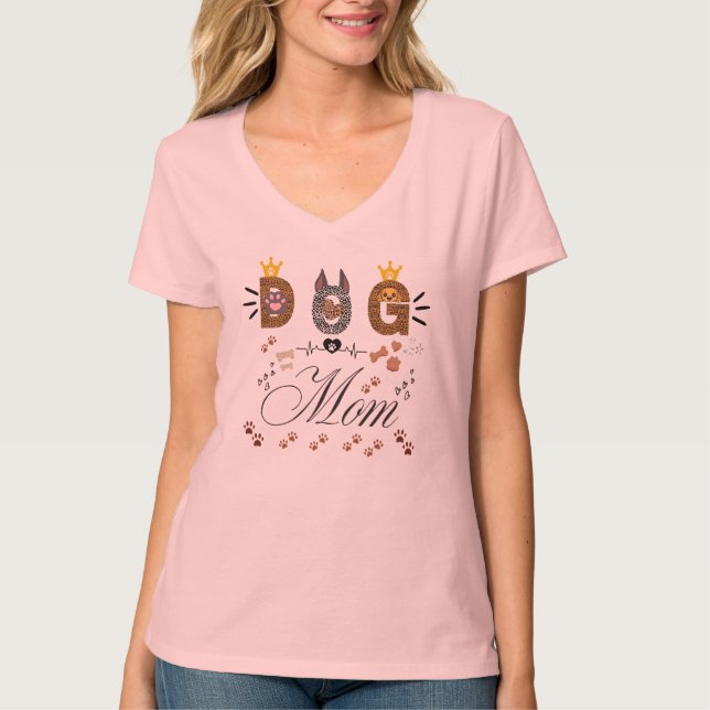 Camiseta Dog Mom Leopard Print Paw Design/Leopard Dog Mom (Frente)