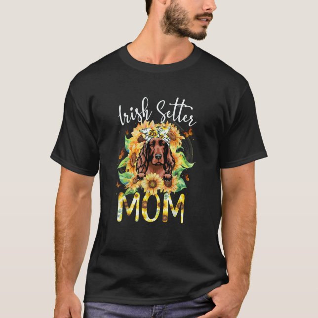 Camiseta Dog Mom Mother's Day Sunflower Irish Setter Mom (Frente)