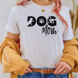 Camiseta Dog Mom - Silhueta de cachorro, pegadas d