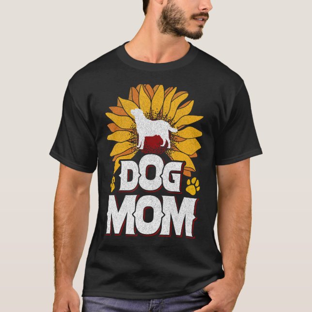 Camiseta Dog Mom Sunflowers Dog  Dog fan Doggie Dogs Mom (Frente)