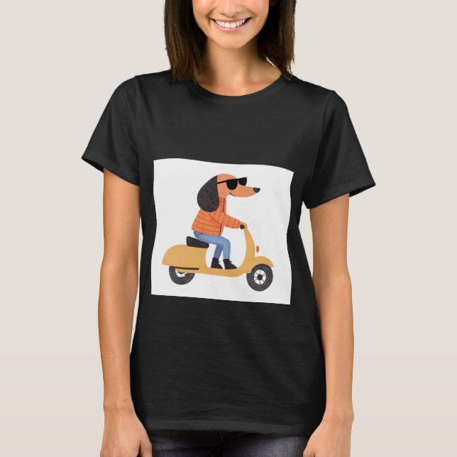 Camiseta Dog on Scooter - Funny and Stylish Illustration (Frente)