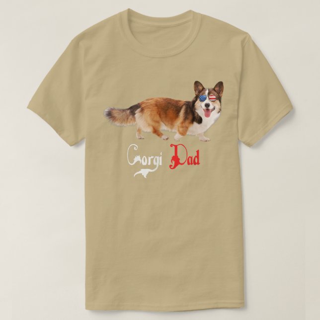 Camiseta Dog Papa Puppy Dad Corgi T-Shirt (Frente do Design)