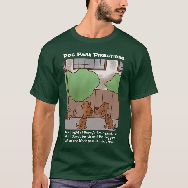 Camiseta Dog Park Diretions Men's Green T-Shirt (Frente)