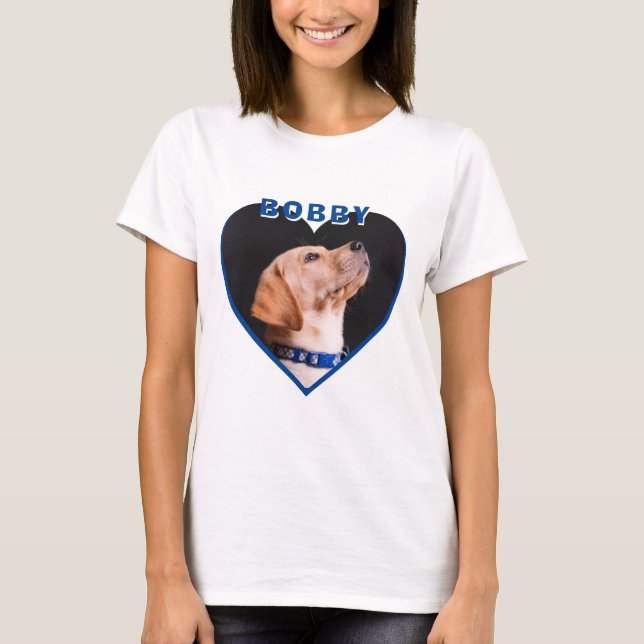 Camiseta Dog Photo Heart Name Dog Pet Owner (Frente)