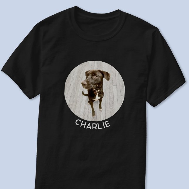 Camiseta Dog Photo Personalized Custom Name (Personalized custom name or text dog or pet photo t-shirt)