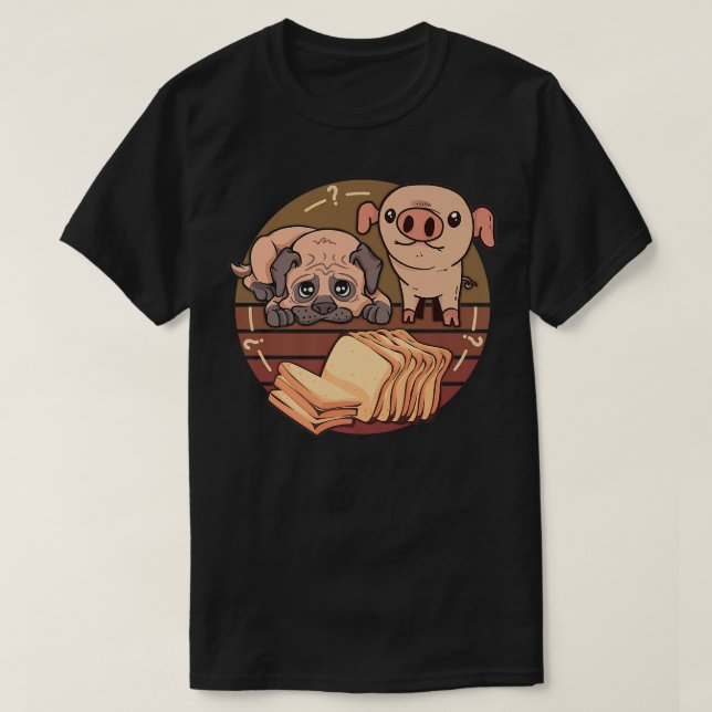 Camiseta Dog pig loaf of bread, funny and cute dog and pig  (Frente do Design)