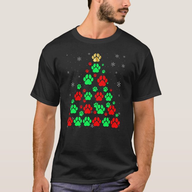 Camiseta Dog Print Christmas Tree Funny Dog Lovers Christma (Frente)