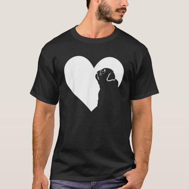Camiseta Dog Pug Heart Silhouette Pug  for Men Women Girls  (Frente)