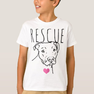 Camiseta Dog Rescue Pitbull Coração Coração Corajoso Adota