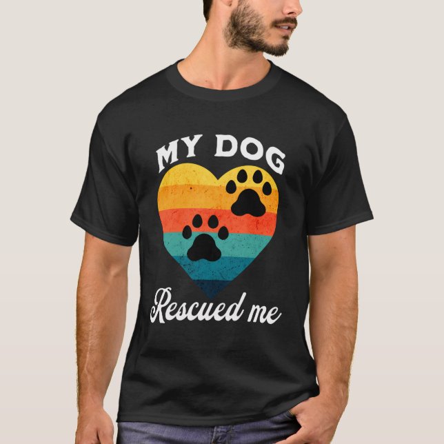 Camiseta Dog Rescue Sunset Paw Imprime Design (Frente)