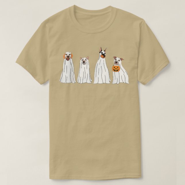 Camiseta Dog Treat Or Treating Pajamas Jackolantern Ghost H (Frente do Design)