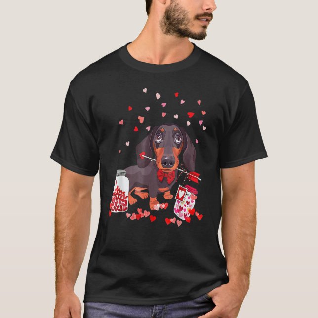 Camiseta Dog Valentine Cute Dachshund Valentine's Day (Frente)
