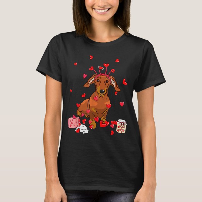 Camiseta Dog Valentine Gift Cute Dachshund Valentines Day M (Frente)