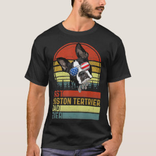 Camiseta Dog Vintage Melhor Pai De Boston Terrier Nunca Pai