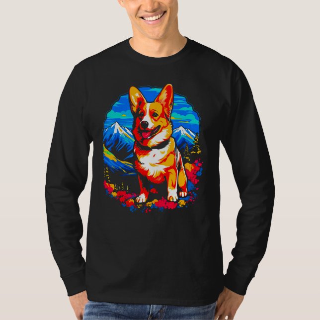 Camiseta Dog Welsh Corgi Hiking (Frente)
