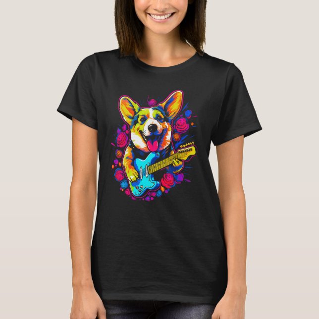 Camiseta Dog Welsh Corgi Musician (Frente)