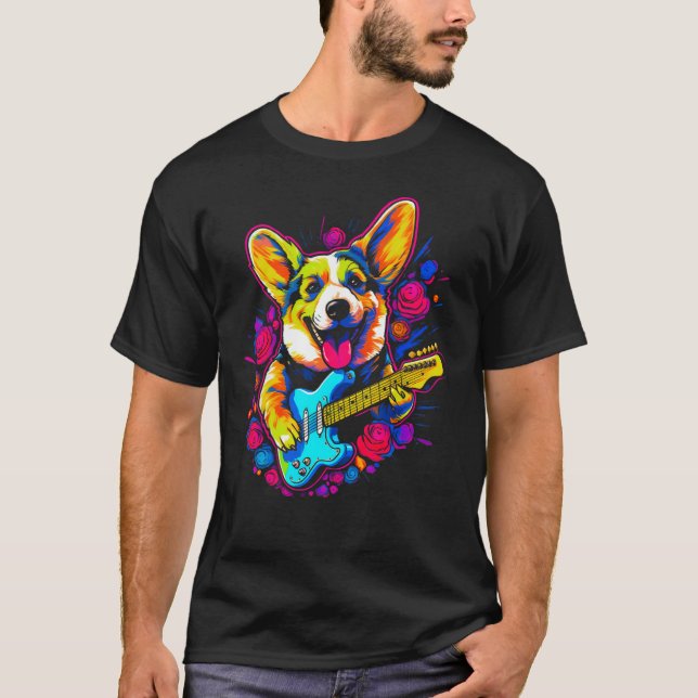 Camiseta Dog Welsh Corgi Musician (Frente)