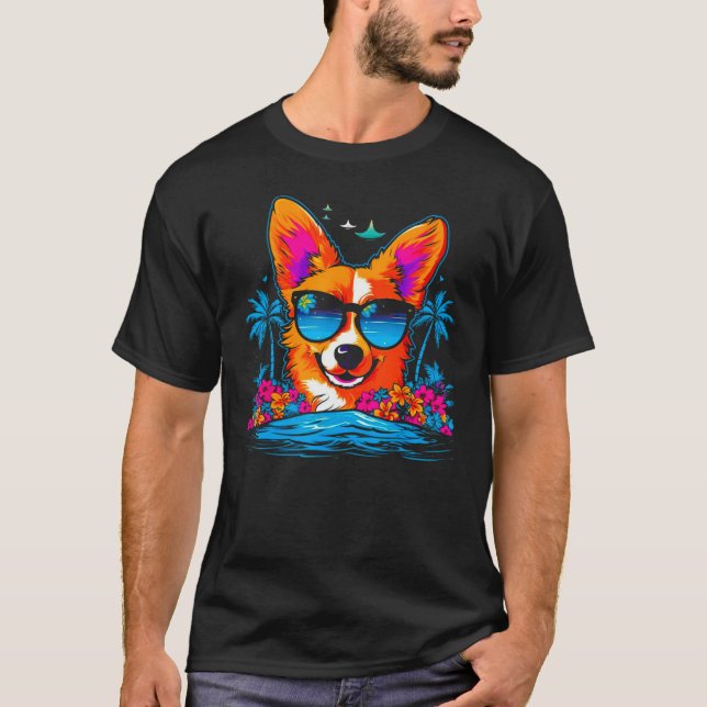 Camiseta Dog Welsh Corgi Summer Vibe (Frente)