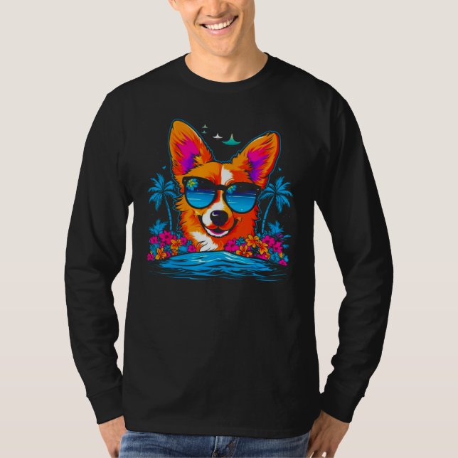 Camiseta Dog Welsh Corgi Summer Vibe (Frente)