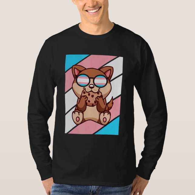 Camiseta Dog With Pride Transgender Flag LGBTQ Proud Ally P (Frente)