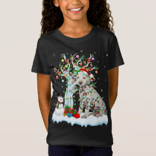 Camiseta Dog Xmas Tree Papais noeis de Iluminação Dalmático