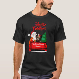Camiseta Dog Yorkshire Terrier With Santa Claus In Red Tru