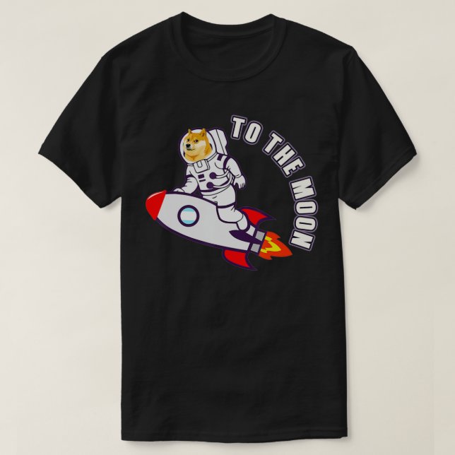 Camiseta Dogecoin ao meme do astronauta da Lua (Frente do Design)