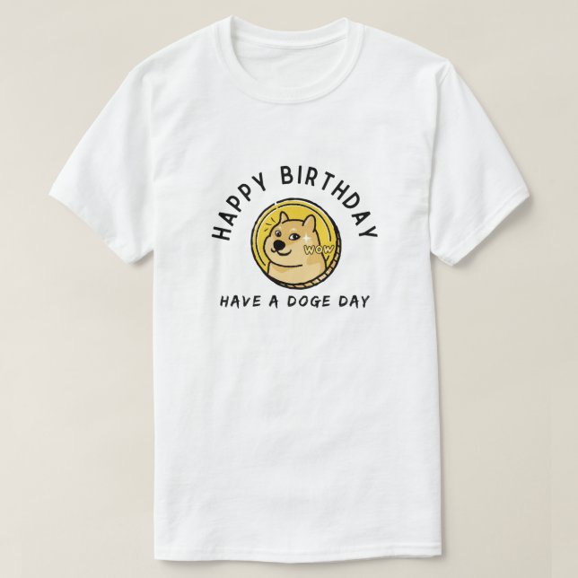 Camiseta Dogecoin Birthday Gift Crypto Investor Memory Desi (Frente do Design)
