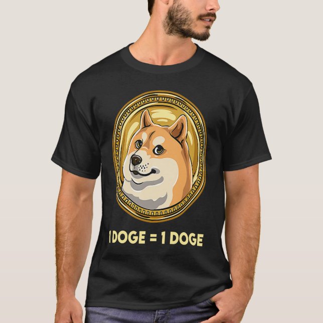 Camiseta Dogecoin Cryptocurrency Memória Moedas 1 Cães 1 Cã (Frente)