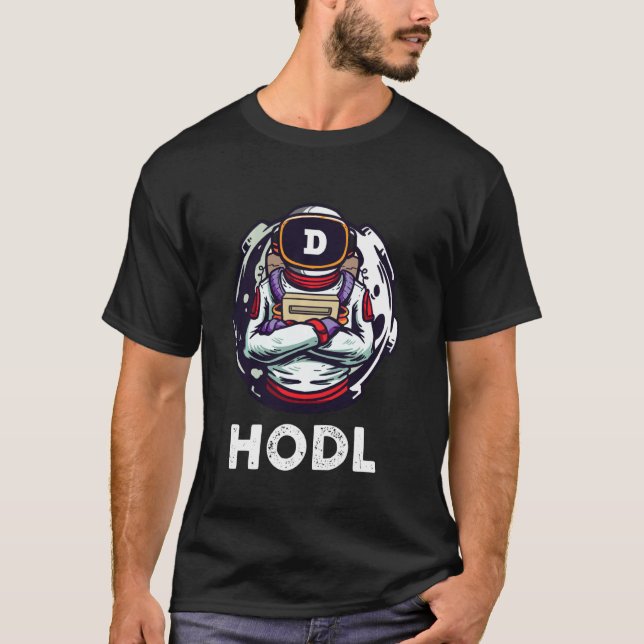 Camiseta Dogecoin Doge Hodl À Lua Engraçada Dogecoin Astr (Frente)