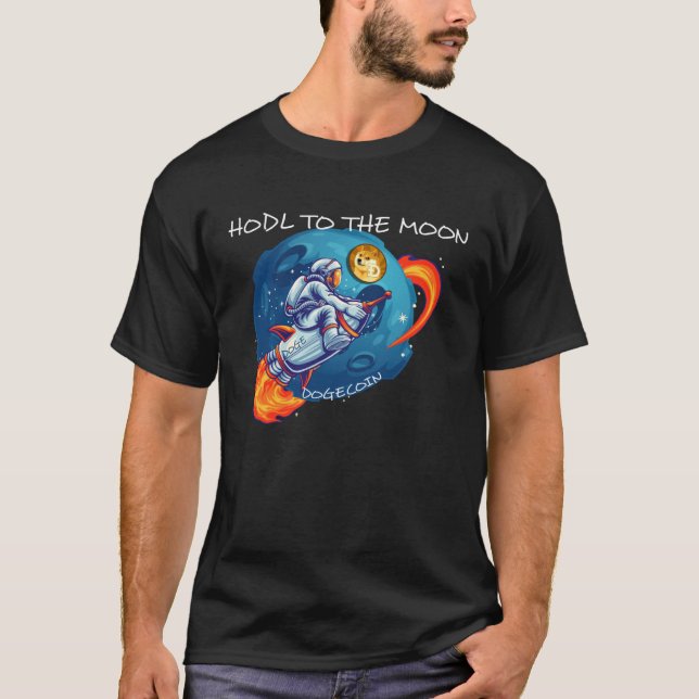 Camiseta Dogecoin HODL To The Moon Crypto Rocket Cryptocurr (Frente)