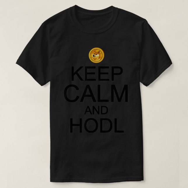 Camiseta Dogecoin Mantenha Calma E Homens Engraçados Com Ho (Frente do Design)