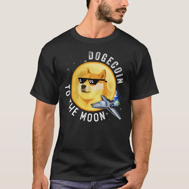 Camiseta Dogecoin Para A Moon Funny Cryptocurrency Meme Mou (Frente)