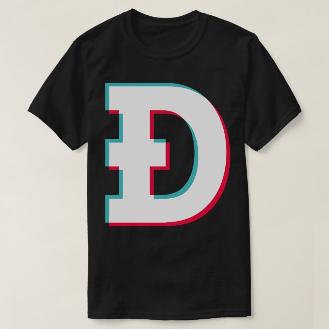 Camiseta Dogecoin Social Media App - brilho rosa azul moder (Frente do Design)