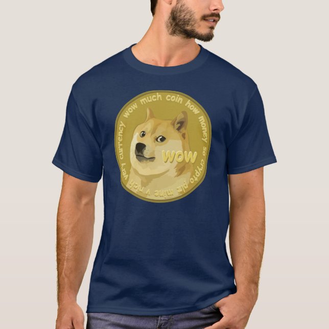 Camiseta Dogecoin "t-shirt escuro à lua" com código de QR (Frente)