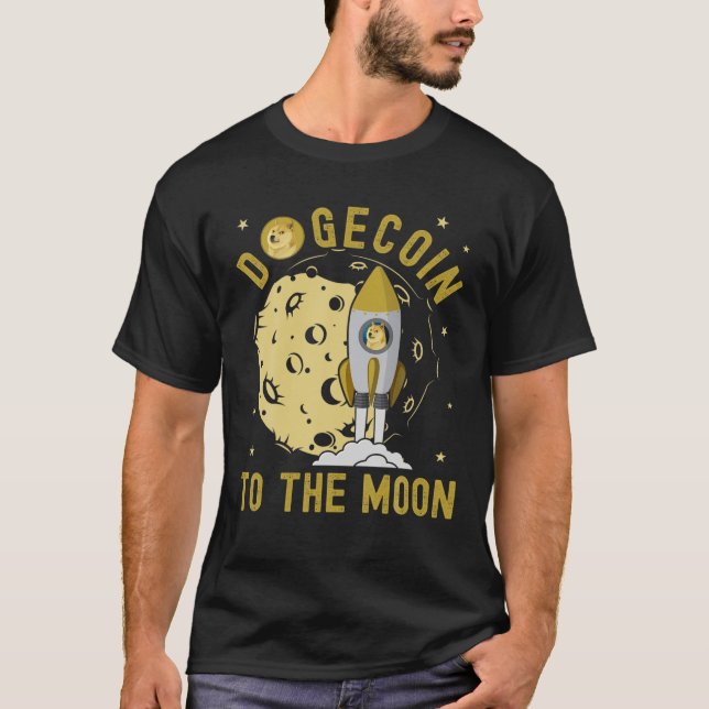 Camiseta Dogecoin To Moon, Doge Kids Space Rocket Crypt (Frente)
