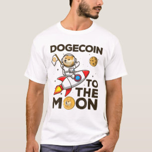 Camiseta Dogecoina À Lua Engraçada Cachorro Moedas Cripto