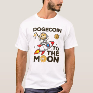 Camiseta Dogecoina À Lua Engraçada Cachorro Moedas Cripto