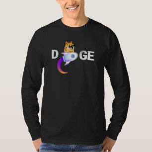 Camiseta Dogecoína À Memória Cripto Da Lua Com Óculos E